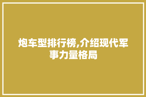 炮车型排行榜,介绍现代军事力量格局