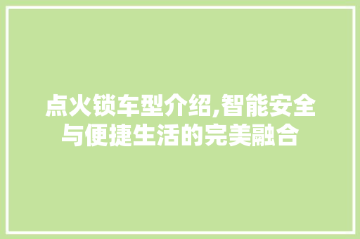 点火锁车型介绍,智能安全与便捷生活的完美融合