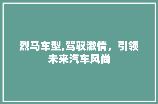 烈马车型,驾驭激情，引领未来汽车风尚