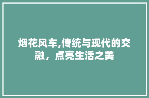烟花风车,传统与现代的交融，点亮生活之美