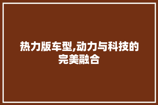 热力版车型,动力与科技的完美融合