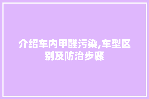 介绍车内甲醛污染,车型区别及防治步骤