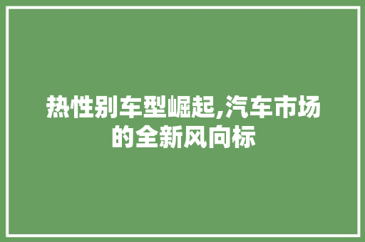 热性别车型崛起,汽车市场的全新风向标