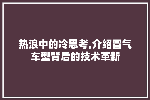 热浪中的冷思考,介绍冒气车型背后的技术革新