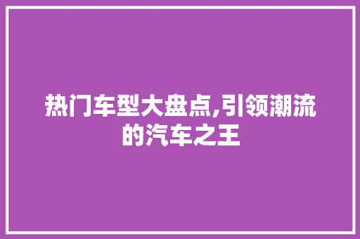 热门车型大盘点,引领潮流的汽车之王