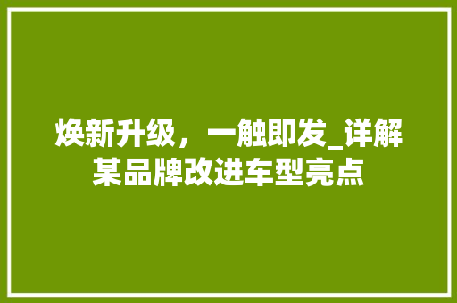 焕新升级，一触即发_详解某品牌改进车型亮点
