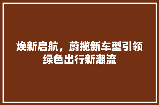 焕新启航，蔚揽新车型引领绿色出行新潮流