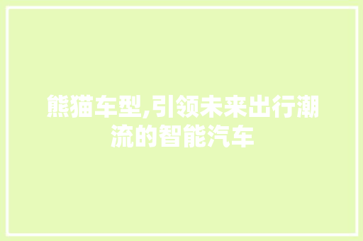 熊猫车型,引领未来出行潮流的智能汽车