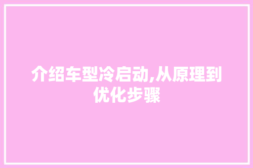 介绍车型冷启动,从原理到优化步骤