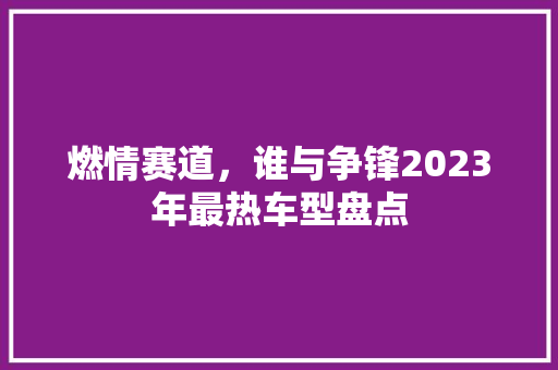 燃情赛道，谁与争锋2023年最热车型盘点