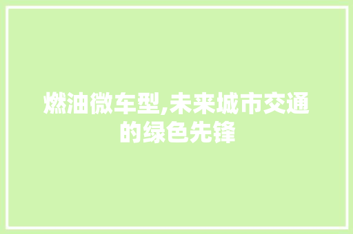 燃油微车型,未来城市交通的绿色先锋