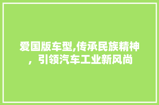 爱国版车型,传承民族精神，引领汽车工业新风尚
