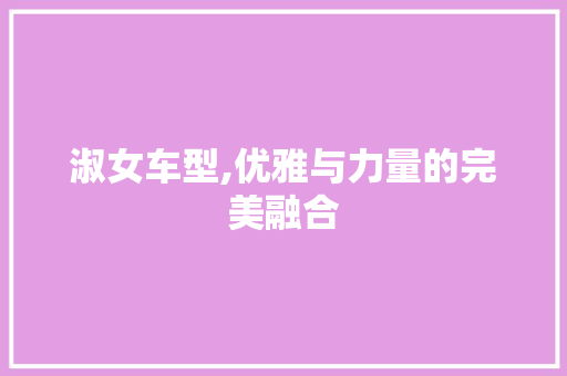 淑女车型,优雅与力量的完美融合