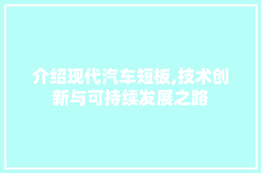 介绍现代汽车短板,技术创新与可持续发展之路