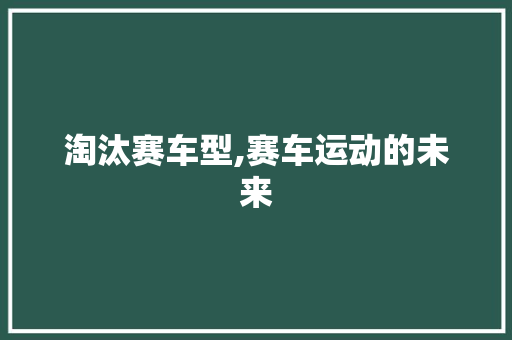 淘汰赛车型,赛车运动的未来