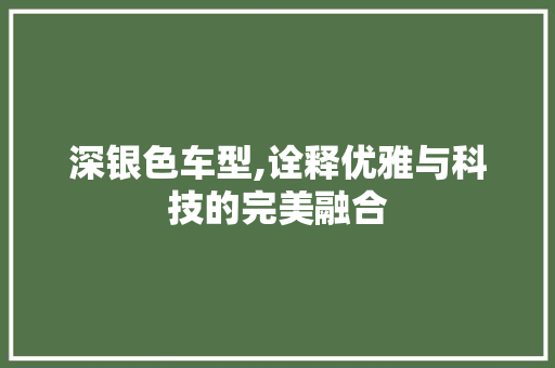 深银色车型,诠释优雅与科技的完美融合