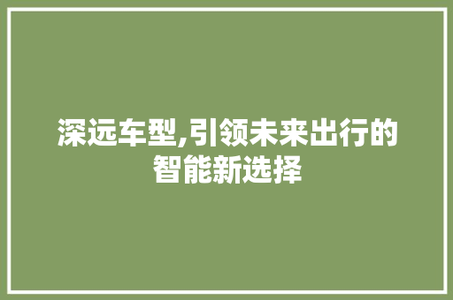深远车型,引领未来出行的智能新选择