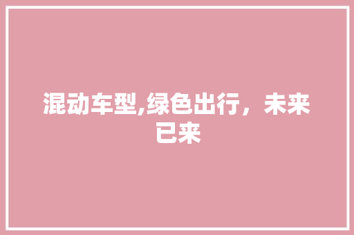 混动车型,绿色出行，未来已来