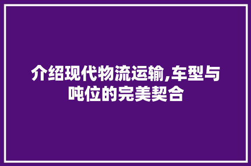 介绍现代物流运输,车型与吨位的完美契合