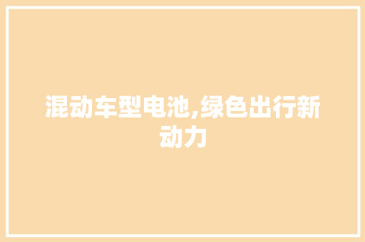 混动车型电池,绿色出行新动力