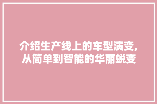 介绍生产线上的车型演变,从简单到智能的华丽蜕变 底盘配件