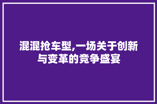 混混抢车型,一场关于创新与变革的竞争盛宴