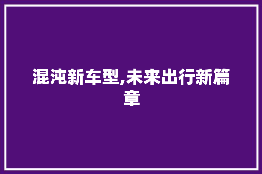 混沌新车型,未来出行新篇章