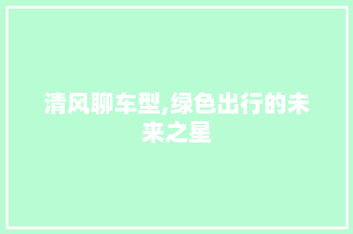 清风聊车型,绿色出行的未来之星
