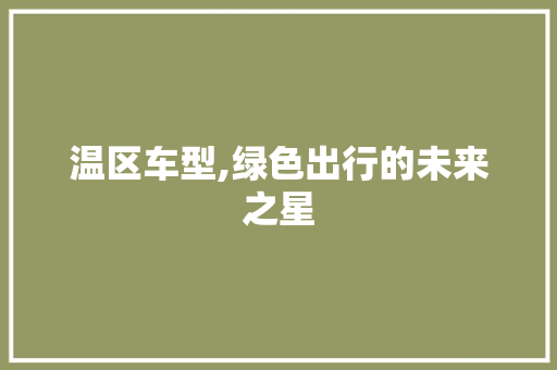 温区车型,绿色出行的未来之星