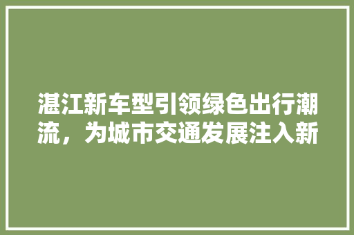 湛江新车型引领绿色出行潮流，为城市交通发展注入新活力