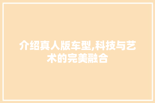 介绍真人版车型,科技与艺术的完美融合
