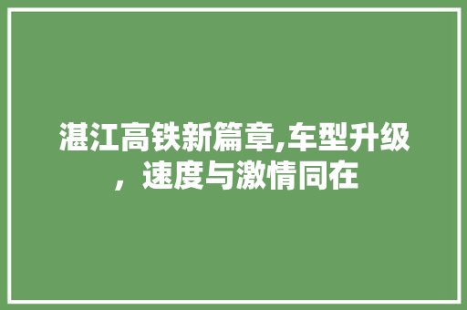 湛江高铁新篇章,车型升级，速度与激情同在 变速箱配件