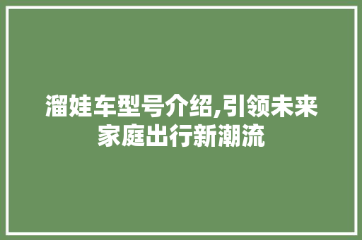 溜娃车型号介绍,引领未来家庭出行新潮流