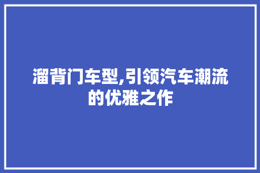 溜背门车型,引领汽车潮流的优雅之作 车身配件