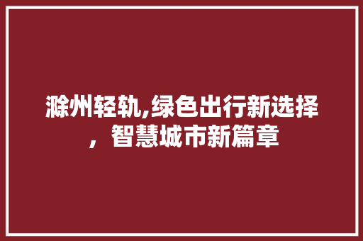 滁州轻轨,绿色出行新选择，智慧城市新篇章