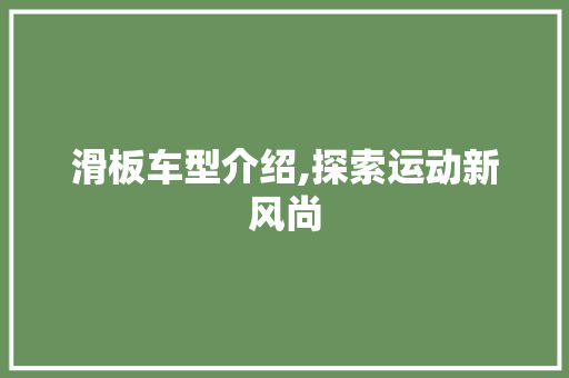 滑板车型介绍,探索运动新风尚