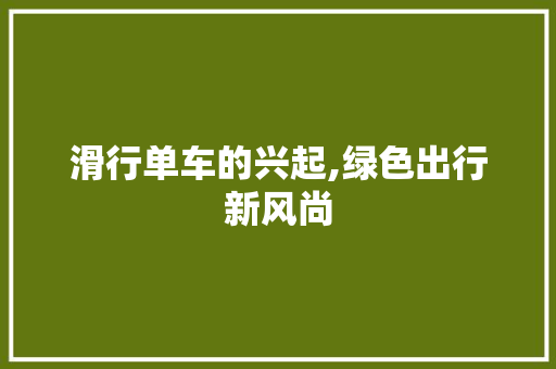 滑行单车的兴起,绿色出行新风尚