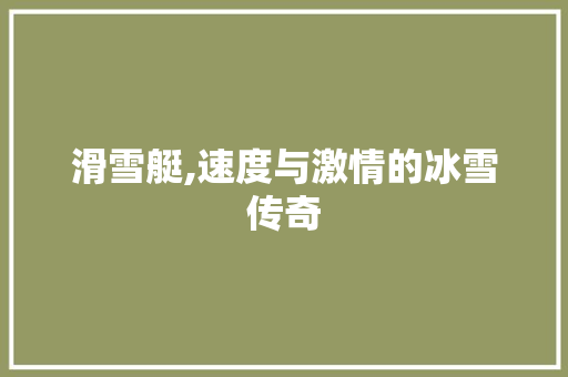 滑雪艇,速度与激情的冰雪传奇