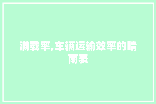 满载率,车辆运输效率的晴雨表