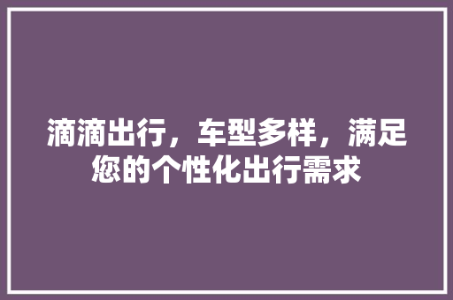 滴滴出行，车型多样，满足您的个性化出行需求