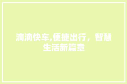 滴滴快车,便捷出行，智慧生活新篇章