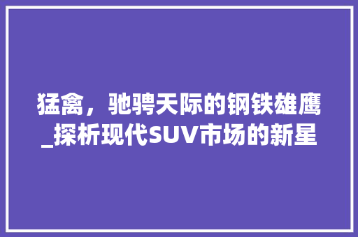 猛禽，驰骋天际的钢铁雄鹰_探析现代SUV市场的新星