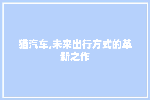 猫汽车,未来出行方式的革新之作