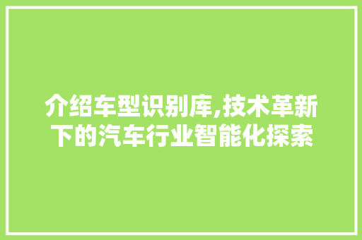 介绍车型识别库,技术革新下的汽车行业智能化探索