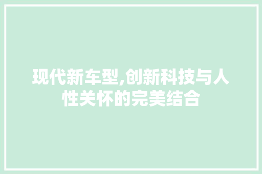 现代新车型,创新科技与人性关怀的完美结合