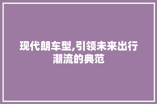 现代朗车型,引领未来出行潮流的典范