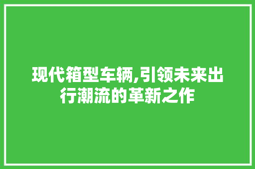现代箱型车辆,引领未来出行潮流的革新之作