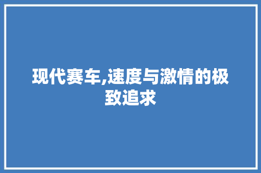 现代赛车,速度与激情的极致追求