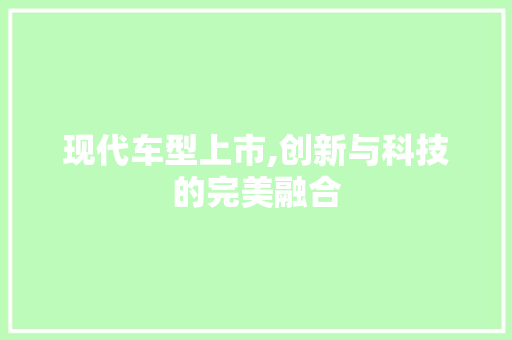 现代车型上市,创新与科技的完美融合