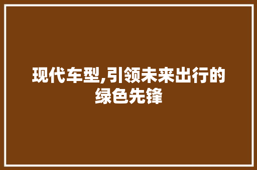现代车型,引领未来出行的绿色先锋
